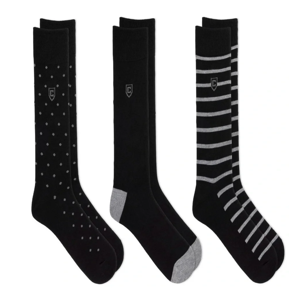 Chaps Classic Dress Dot Crew Socks & Chaps Classic Dress Ribbed Crew Socks 3pk
